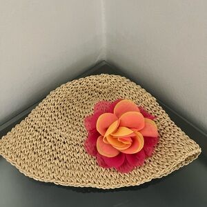 NWOT Place Girl’s Straw Hat with Pink and Orange .